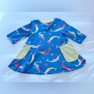 Mini Boden Blue Mermaid Dress with Yellow Trim!